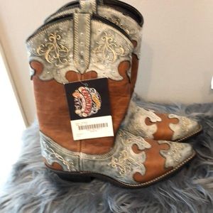 Brand new with tags brown and turquoise boots!